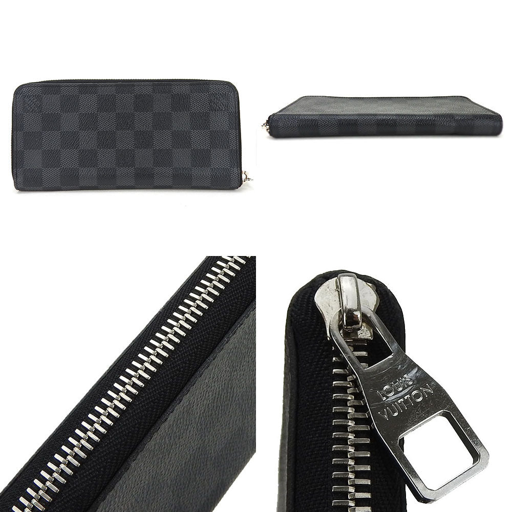 LOUIS VUITTON Long Wallet Purse N63095 Damier Grafitte black Damier Graphite Zippy wallet  Vertical mens Used Authentic