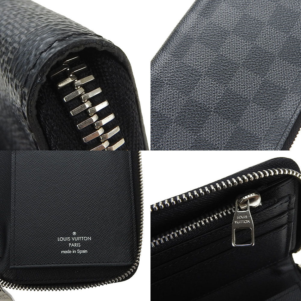 LOUIS VUITTON Long Wallet Purse N63095 Damier Grafitte black Damier Graphite Zippy wallet  Vertical mens Used Authentic