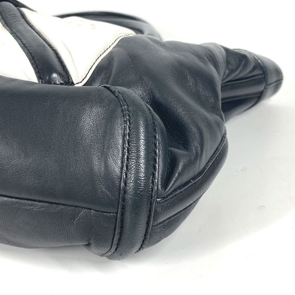 LOEWE Tote Bag leather black logo anagram Women Used Authentic