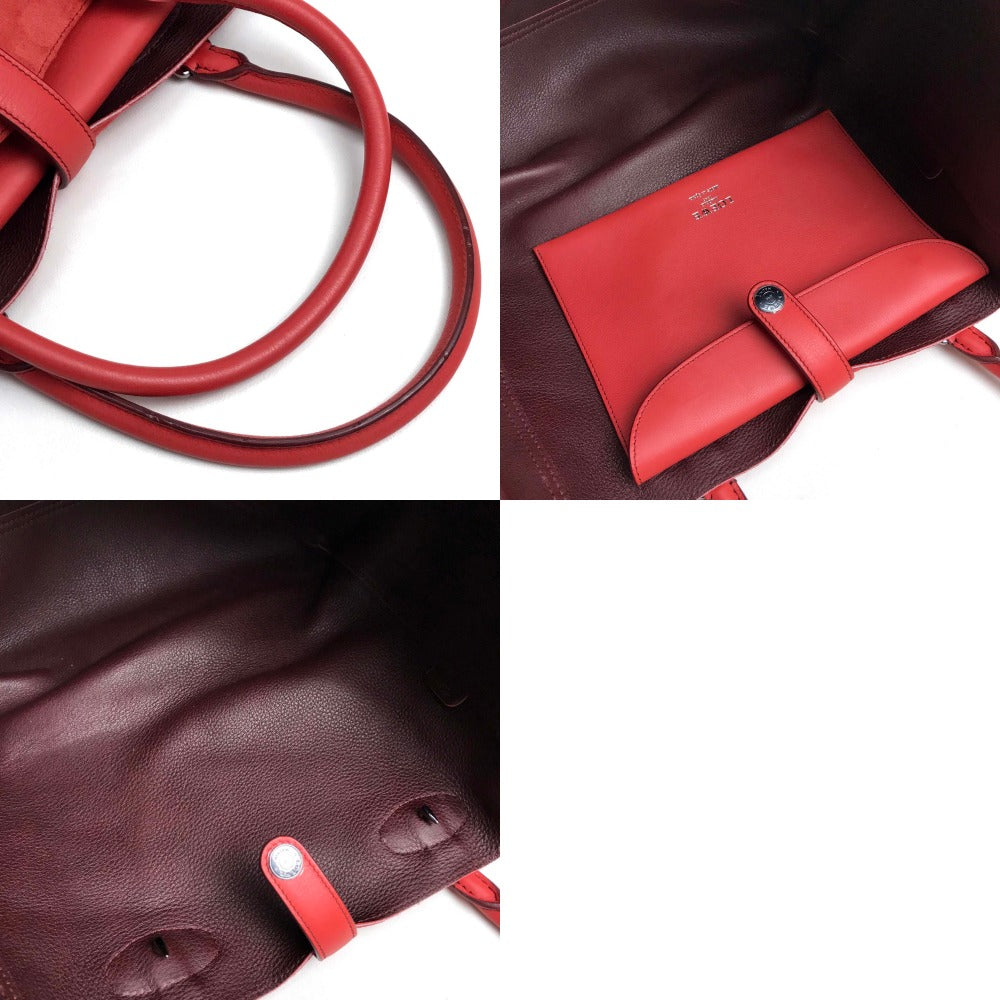 LOEWE Tote Bag suede Red logo Leo Women Used Authentic