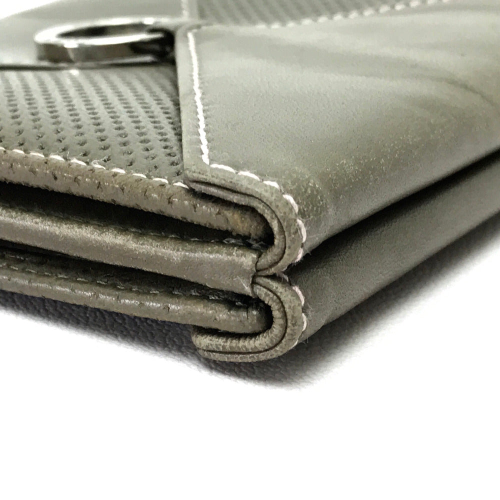 LOEWE Folded wallet lambskin khaki W Hook Wallet Short wallet with snap fastener Women Used Authentic