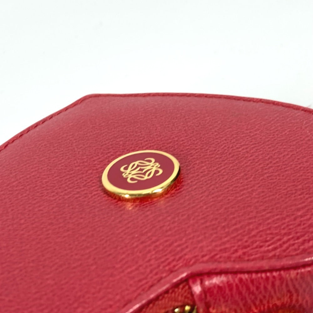 LOEWE Coin case 118.30.949 leather Red Anagram logo heart Women Used Authentic