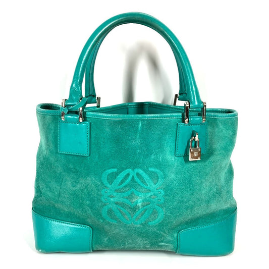 LOEWE Tote Bag Leather / suede green Anagram logo Women Used Authentic