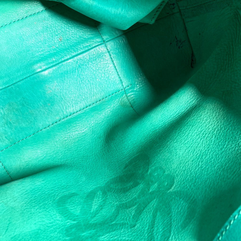LOEWE Tote Bag Leather / suede green Anagram logo Women Used Authentic