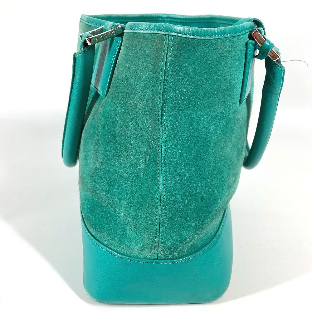 LOEWE Tote Bag Leather / suede green Anagram logo Women Used Authentic