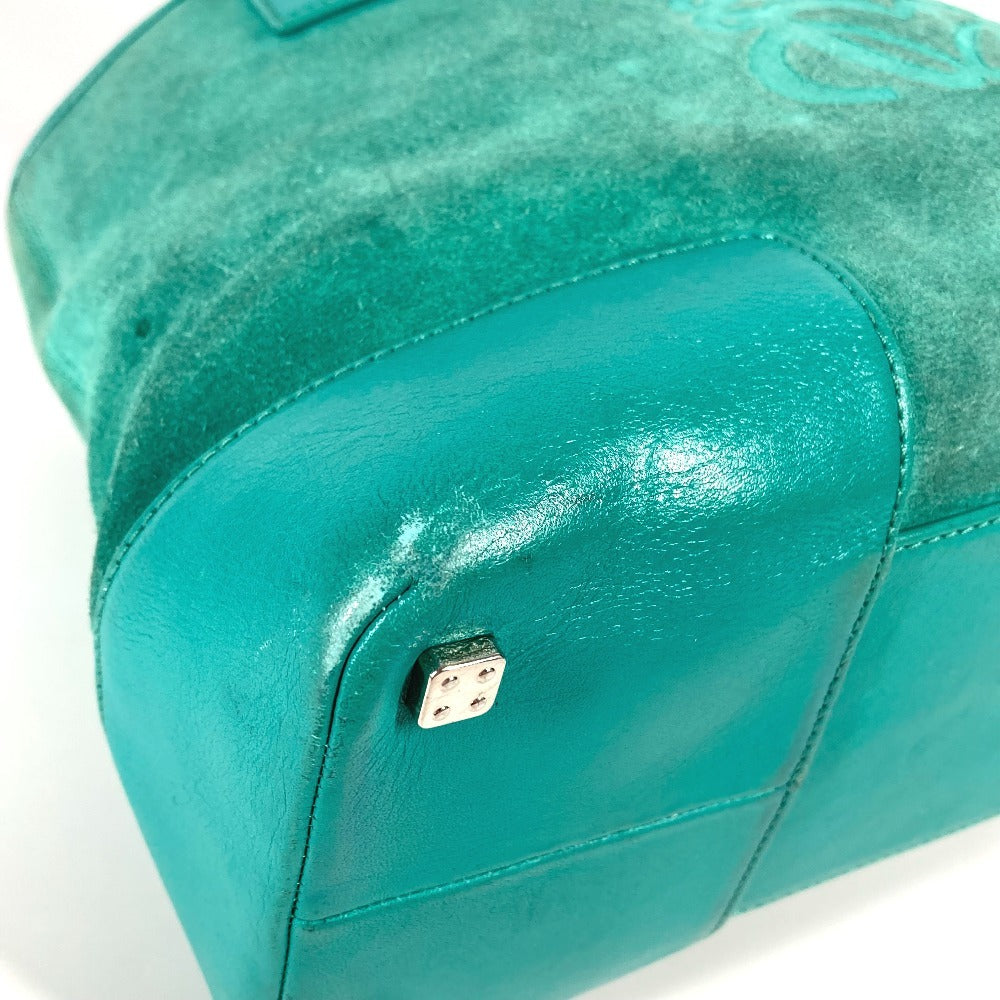 LOEWE Tote Bag Leather / suede green Anagram logo Women Used Authentic