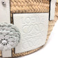 LOEWE Tote Bag 327.02.S92 straw beige Anagram with stud flowers Women Used Authentic