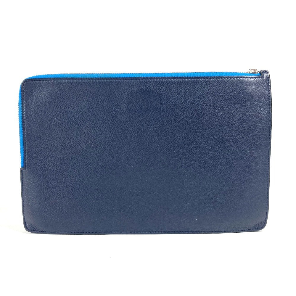 LOEWE Clutch bag leather blue logo unisex(Unisex) Used Authentic