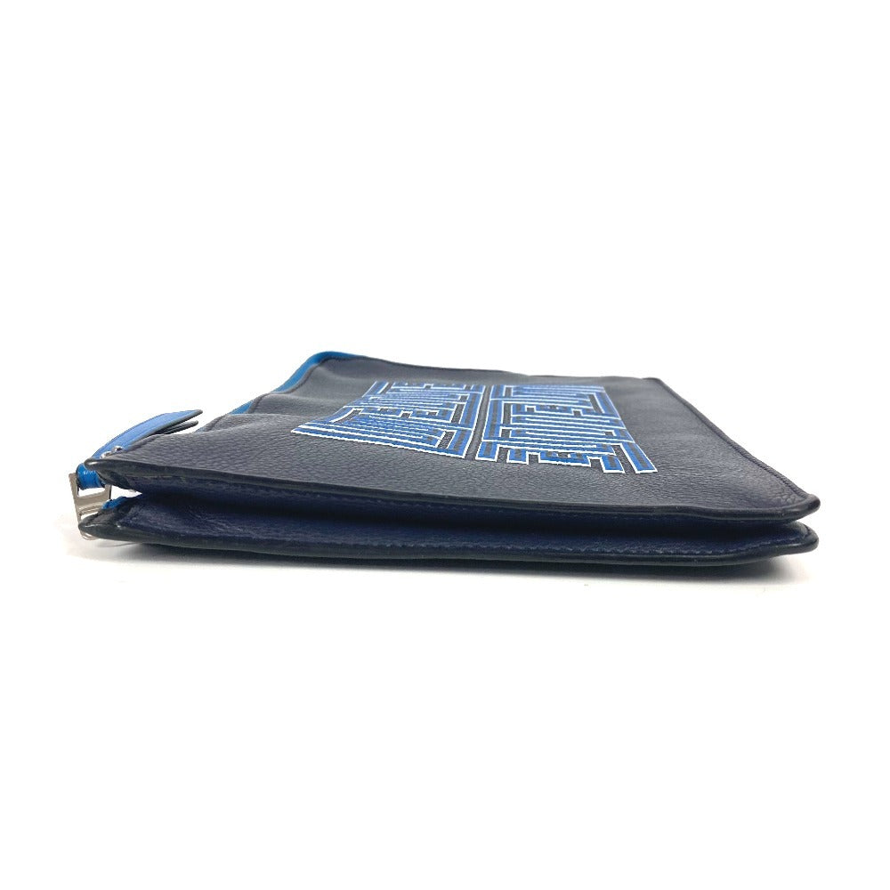 LOEWE Clutch bag leather blue logo unisex(Unisex) Used Authentic