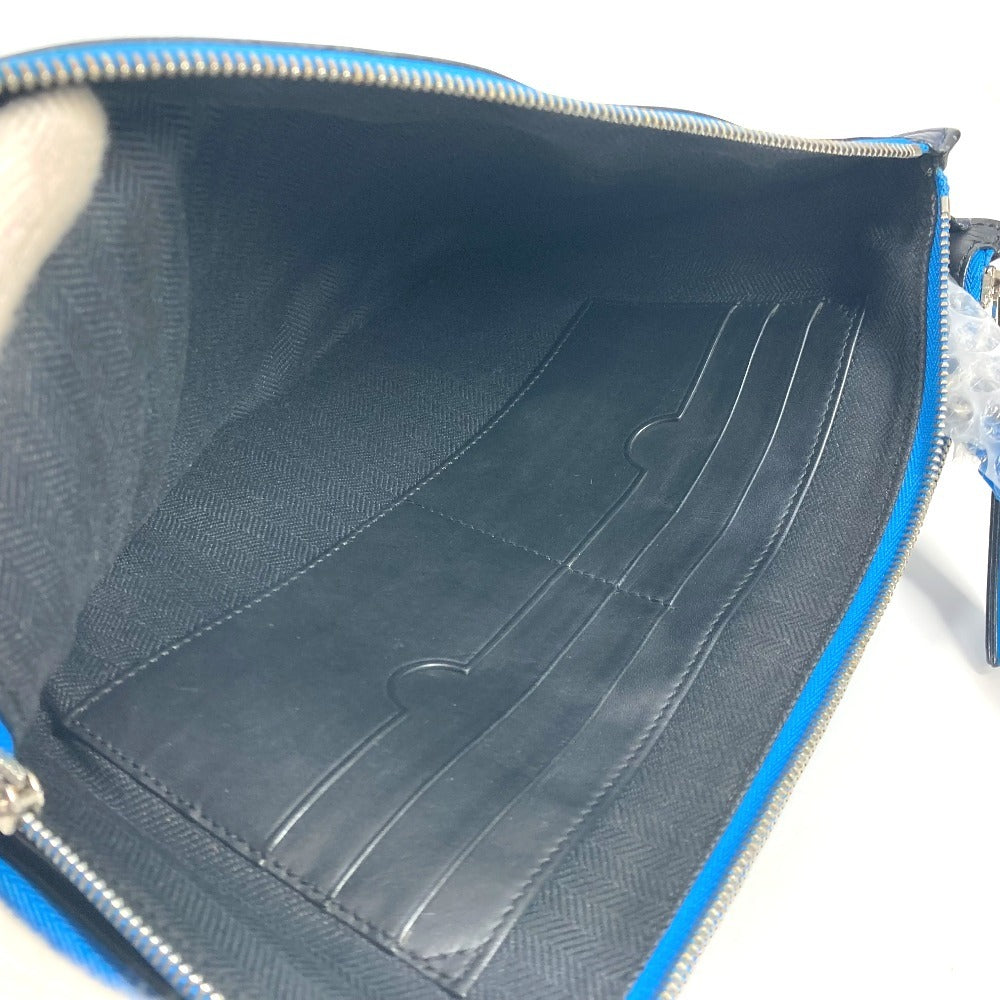 LOEWE Clutch bag leather blue logo unisex(Unisex) Used Authentic