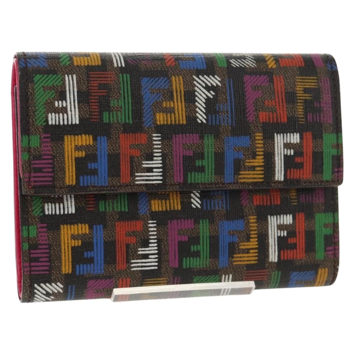 FENDI Zucca Canvas T rifold Wallet Multicolor Gold