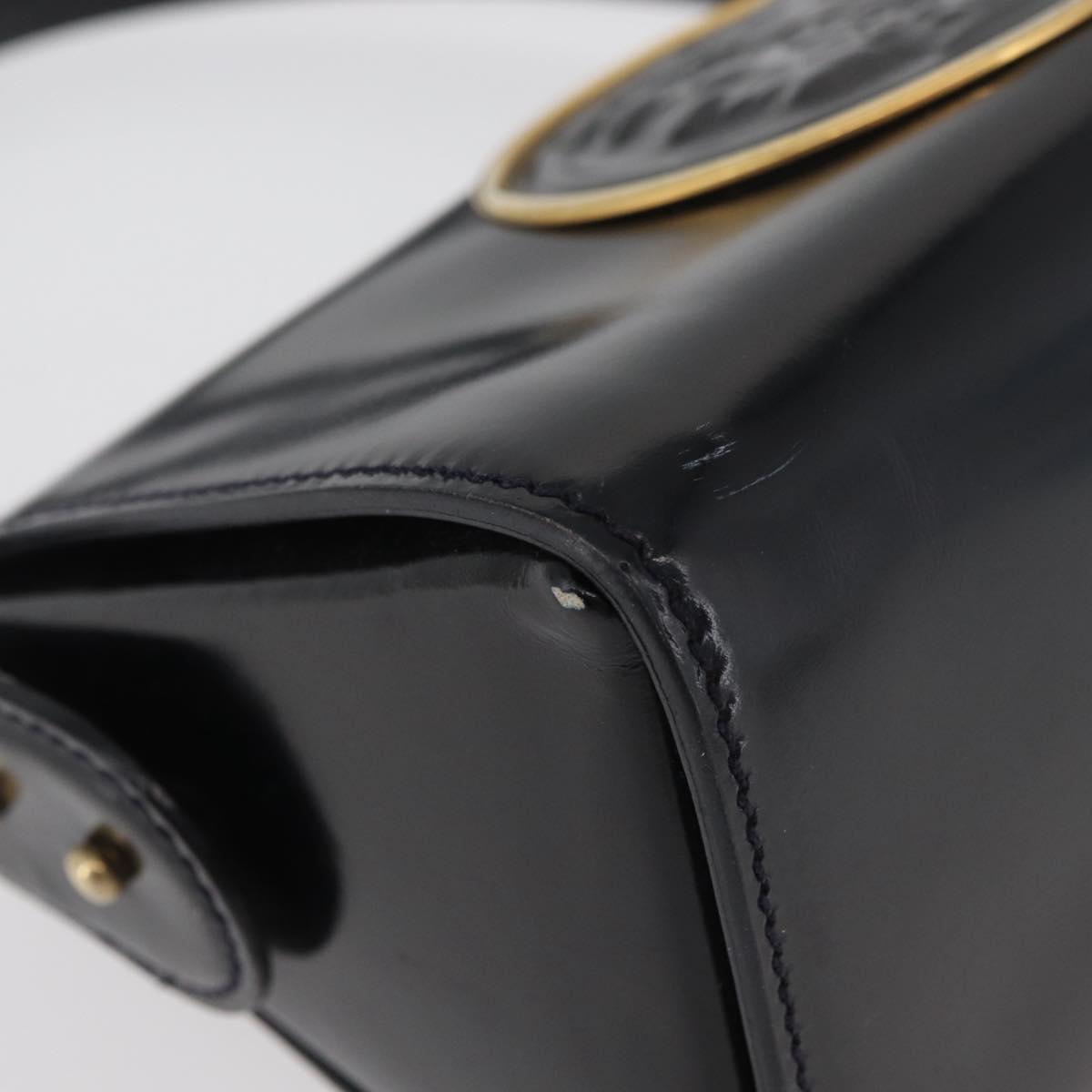 FENDI Hand Bag Leather Black Gold