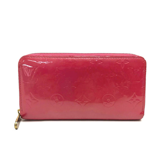 LOUIS VUITTON Long Wallet Purse M9147F Patent leather pink Monogram Vernis Zip Around long wallet Women Used Authentic