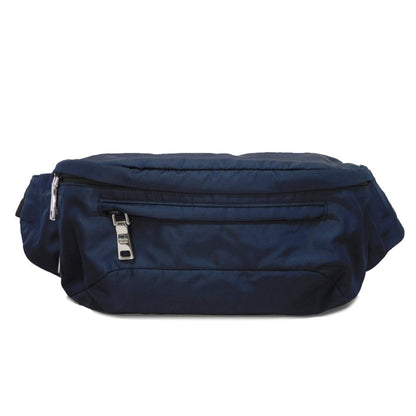 PRADA Sling bag 2VL004 Nylon Navy logo rubber waist pouch Shoulder Bag 018 Sports Tessuto Fanny Pack mens Used Authentic