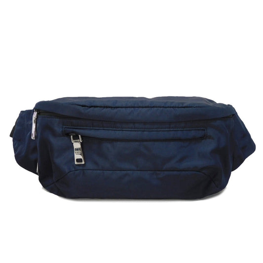 PRADA Sling bag 2VL004 Nylon Navy logo rubber waist pouch Shoulder Bag 018 Sports Tessuto Fanny Pack mens Used Authentic