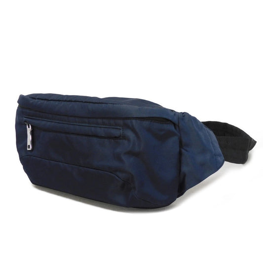 PRADA Sling bag 2VL004 Nylon Navy logo rubber waist pouch Shoulder Bag 018 Sports Tessuto Fanny Pack mens Used Authentic