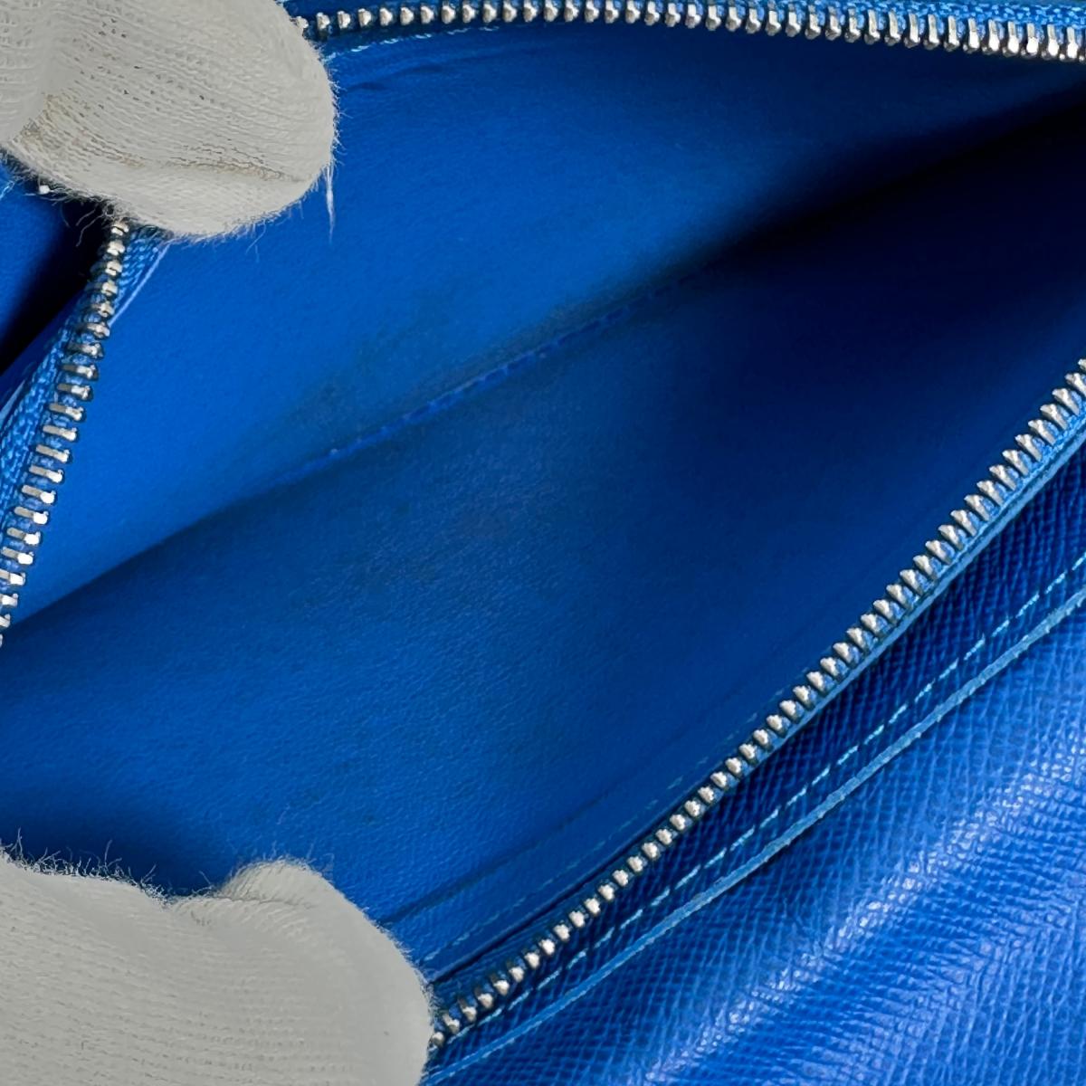 LOUIS VUITTON Long Wallet Purse M63300 Taiga Blue x black Eclipse Portefeuille Blaza