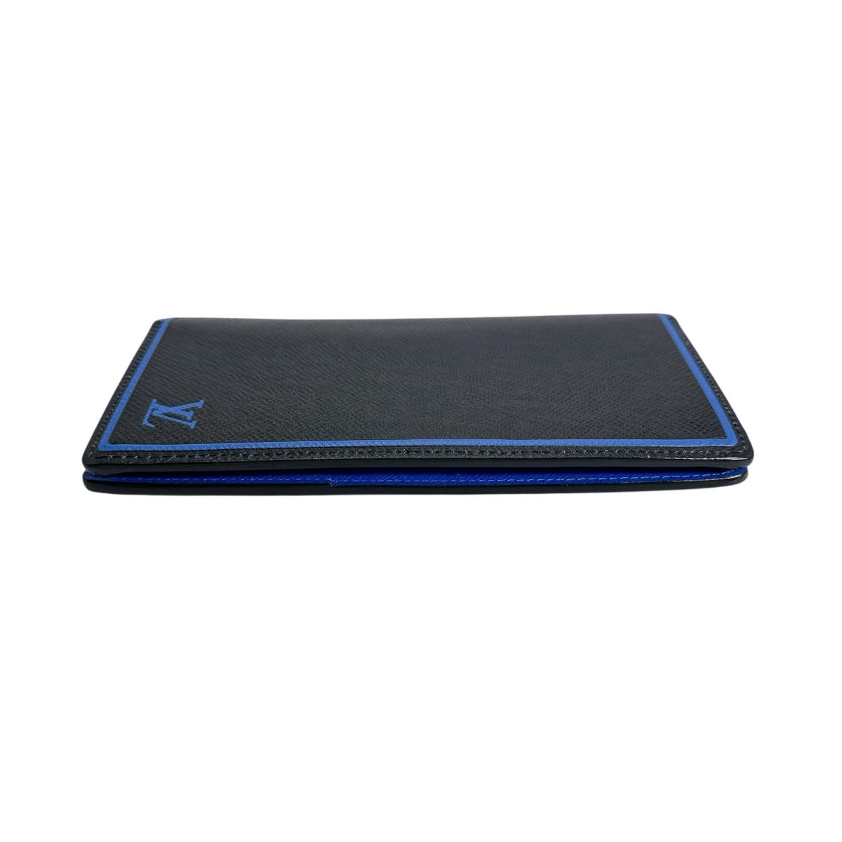 LOUIS VUITTON Long Wallet Purse M63300 Taiga Blue x black Eclipse Portefeuille Blaza