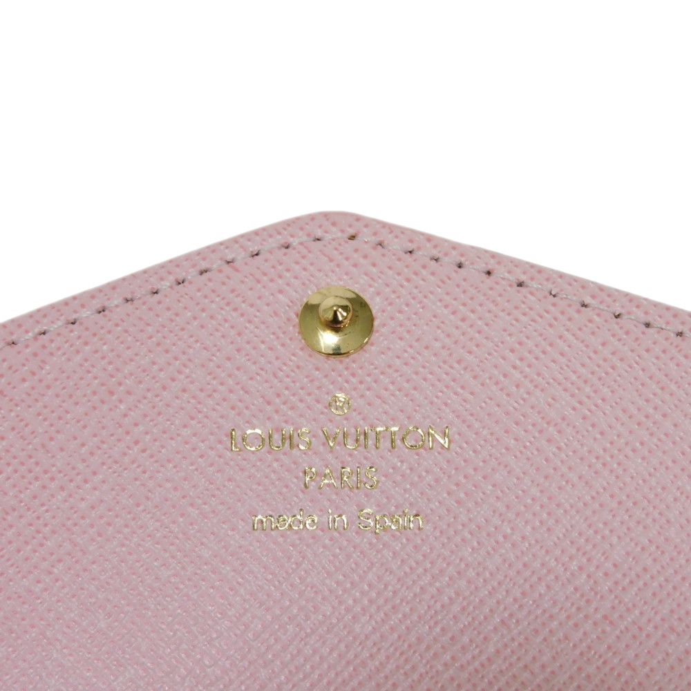 LOUIS VUITTON Long Wallet Purse N60249 Damier canvas x grain leather (embossed) Rose valerine Brown Gold Pink New Bifold Wallet Damier Studs Portefeuille Sarah Women Used Authentic
