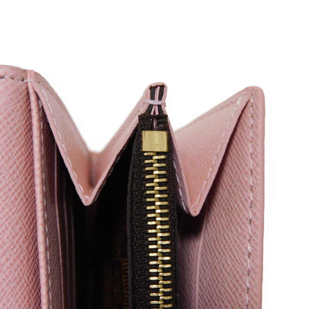 LOUIS VUITTON Long Wallet Purse N60249 Damier canvas x grain leather (embossed) Rose valerine Brown Gold Pink New Bifold Wallet Damier Studs Portefeuille Sarah Women Used Authentic