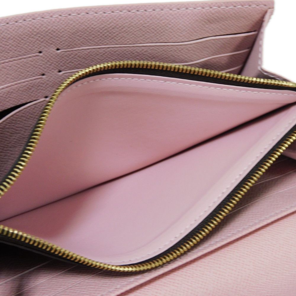 LOUIS VUITTON Long Wallet Purse N60249 Damier canvas x grain leather (embossed) Rose valerine Brown Gold Pink New Bifold Wallet Damier Studs Portefeuille Sarah Women Used Authentic