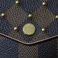 LOUIS VUITTON Long Wallet Purse N60249 Damier canvas x grain leather (embossed) Rose valerine New Brown Gold Pink Bifold Wallet Damier Studs Portefeuille Sarah Women Used Authentic