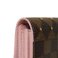LOUIS VUITTON Long Wallet Purse N60249 Damier canvas x grain leather (embossed) Rose valerine New Brown Gold Pink Bifold Wallet Damier Studs Portefeuille Sarah Women Used Authentic