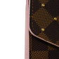 LOUIS VUITTON Long Wallet Purse N60249 Damier canvas x grain leather (embossed) Rose valerine New Brown Gold Pink Bifold Wallet Damier Studs Portefeuille Sarah Women Used Authentic
