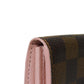 LOUIS VUITTON Long Wallet Purse N60249 Damier canvas x grain leather (embossed) Rose valerine New Brown Gold Pink Bifold Wallet Damier Studs Portefeuille Sarah Women Used Authentic