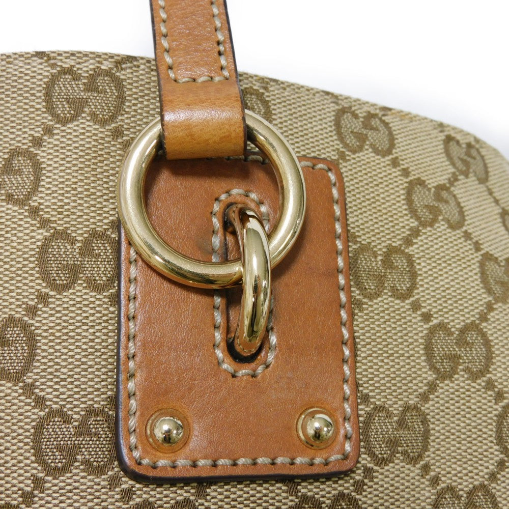 GUCCI Tote Bag 247237 GG canvas x calf leather beige Brown Bucket GG canvas Interlocking G tote Women Used Authentic