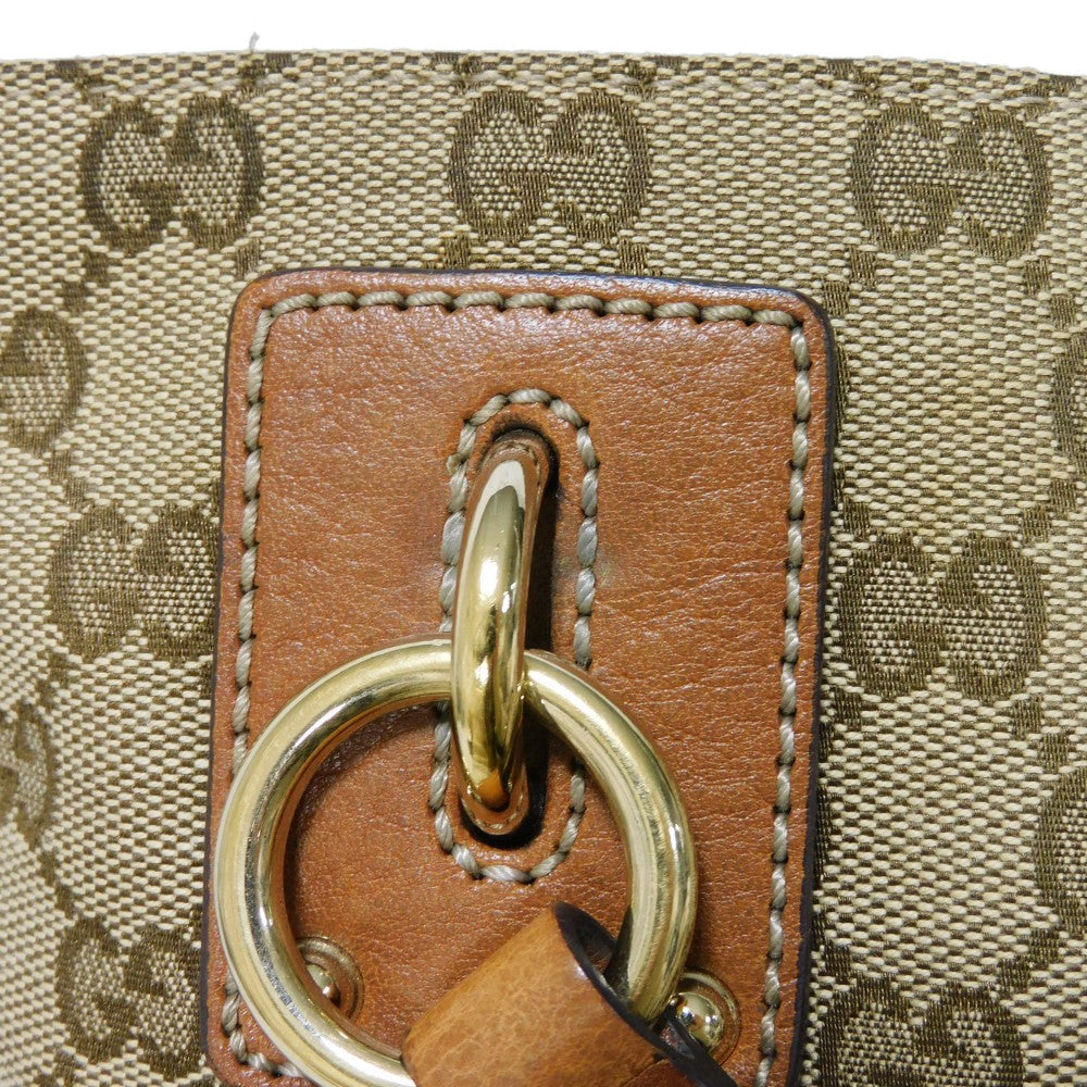 GUCCI Tote Bag 247237 GG canvas x calf leather beige Brown Bucket GG canvas Interlocking G tote Women Used Authentic