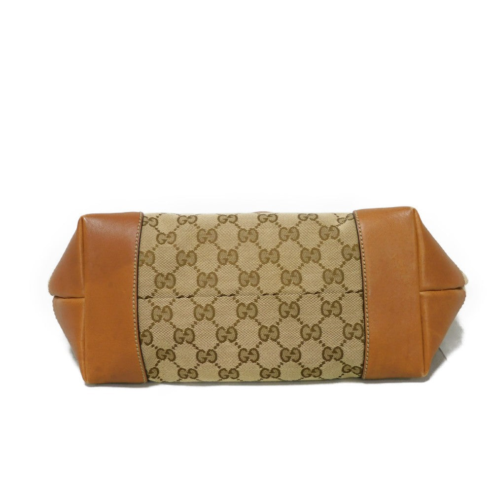 GUCCI Tote Bag 247237 GG canvas x calf leather beige Brown Bucket GG canvas Interlocking G tote Women Used Authentic