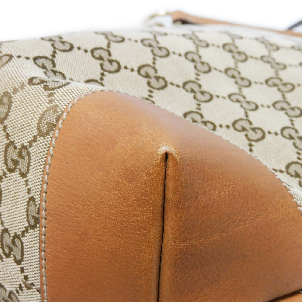 GUCCI Tote Bag 247237 GG canvas x calf leather beige Brown Bucket GG canvas Interlocking G tote Women Used Authentic