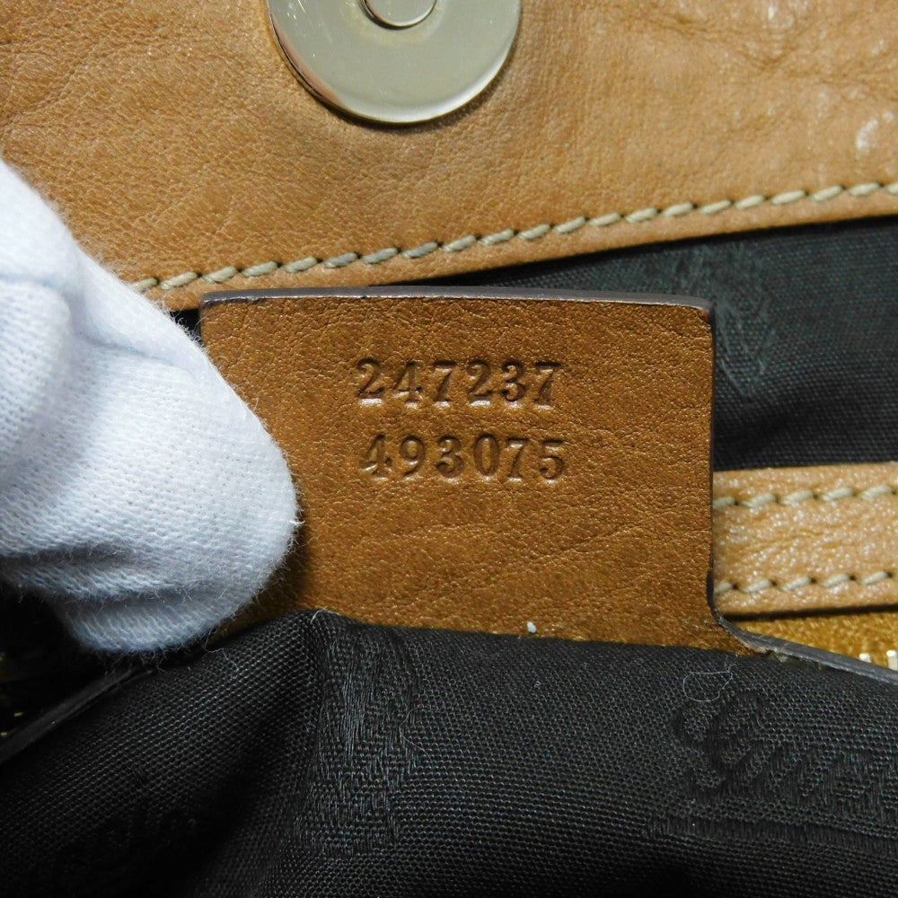 GUCCI Tote Bag 247237 GG canvas x calf leather beige Brown Bucket GG canvas Interlocking G tote Women Used Authentic