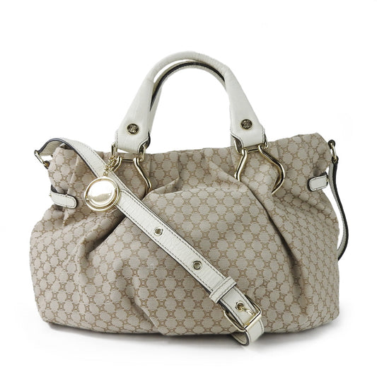 CELINE Handbag 162712BLN.02BE Canvas, Leather beige Pillow small Women Used Authentic