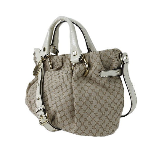 CELINE Handbag 162712BLN.02BE Canvas, Leather beige Pillow small Women Used Authentic