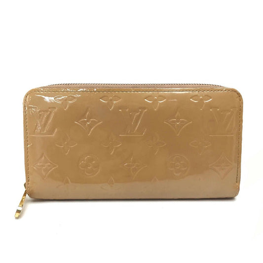 LOUIS VUITTON Long Wallet Purse M91470 Patent leather beige Vernis Zippy wallet Women Used Authentic
