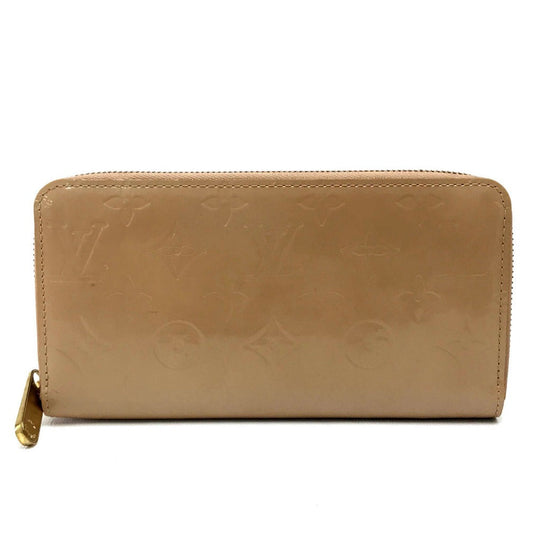LOUIS VUITTON Long Wallet Purse M91470 Patent leather beige Vernis Zippy wallet Women Used Authentic