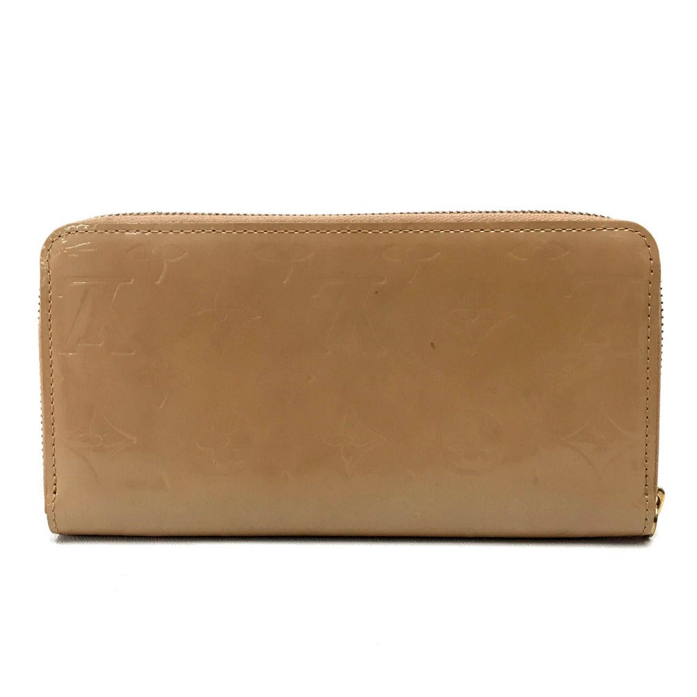 LOUIS VUITTON Long Wallet Purse M91470 Patent leather beige Vernis Zippy wallet Women Used Authentic