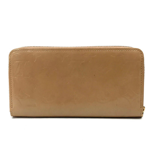 LOUIS VUITTON Long Wallet Purse M91470 Patent leather beige Vernis Zippy wallet Women Used Authentic