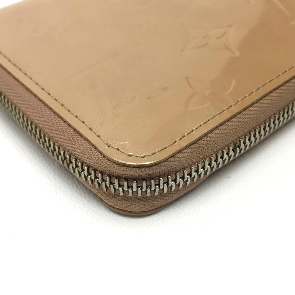 LOUIS VUITTON Long Wallet Purse M91470 Patent leather beige Vernis Zippy wallet Women Used Authentic