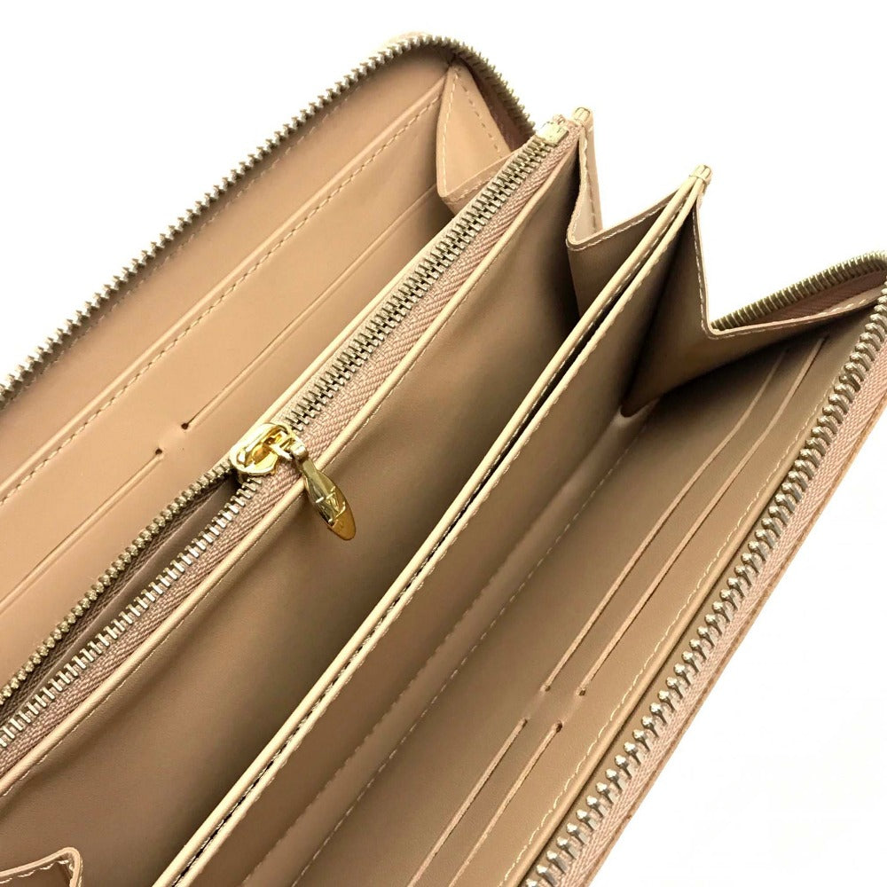 LOUIS VUITTON Long Wallet Purse M91470 Patent leather beige Vernis Zippy wallet Women Used Authentic