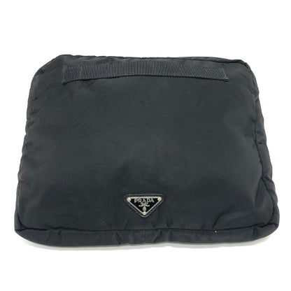PRADA Clutch bag Nylon black Triangular plate