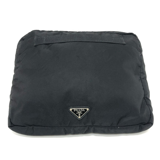 PRADA Clutch bag Nylon black Triangular plate