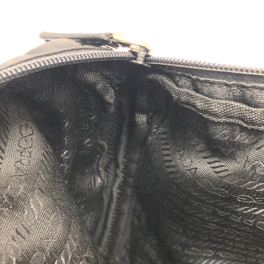 PRADA Clutch bag Nylon black Triangular plate