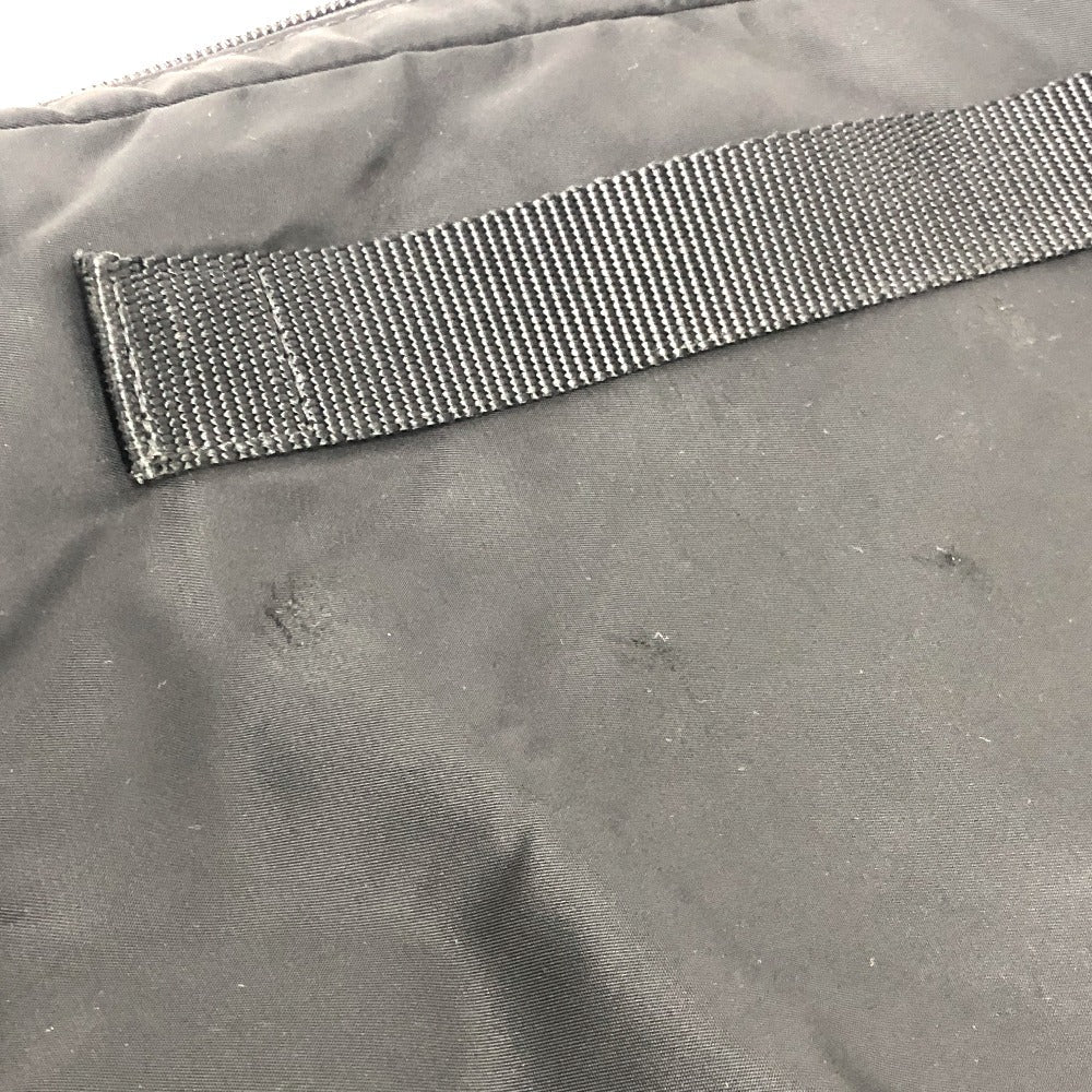 PRADA Clutch bag Nylon black Triangular plate
