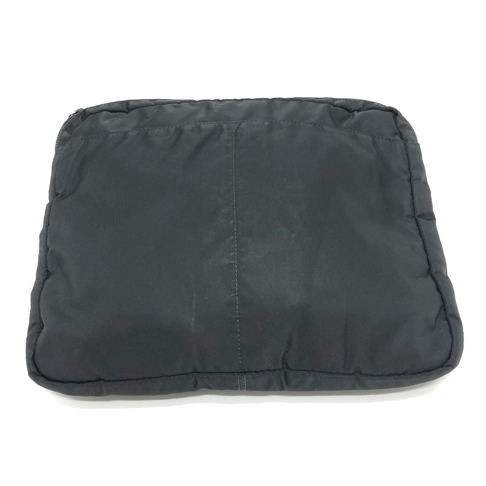 PRADA Clutch bag Nylon black Triangular plate