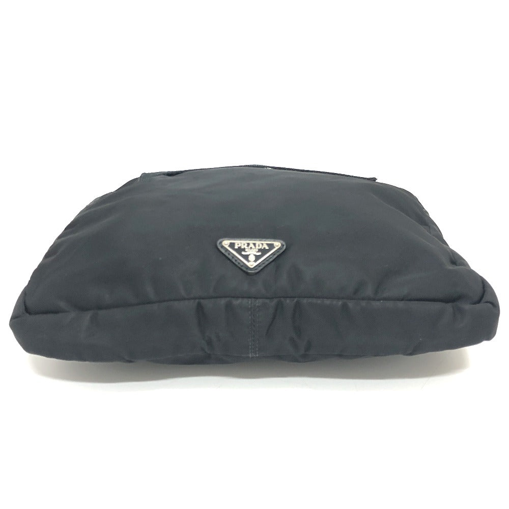 PRADA Clutch bag Nylon black Triangular plate