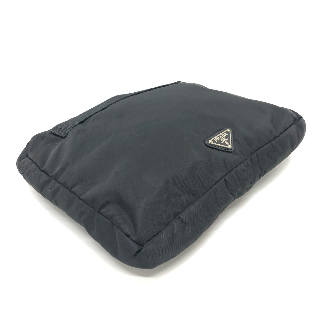 PRADA Clutch bag Nylon black Triangular plate