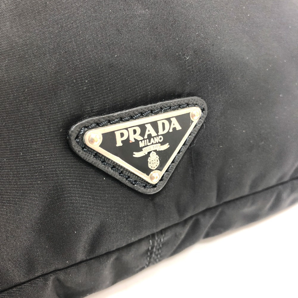 PRADA Clutch bag Nylon black Triangular plate